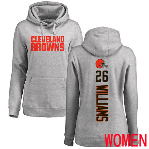 Cleveland Browns Greedy Williams Women Ash Jersey #26 NFL Football Backer Pullover Hoodie Sweatshirt->women nfl jersey->Women Jersey